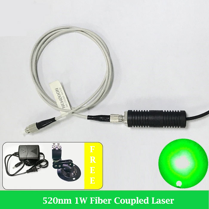 520nm 绿色 光纤耦合激光器 1000mW 尾纤激光模组带电源